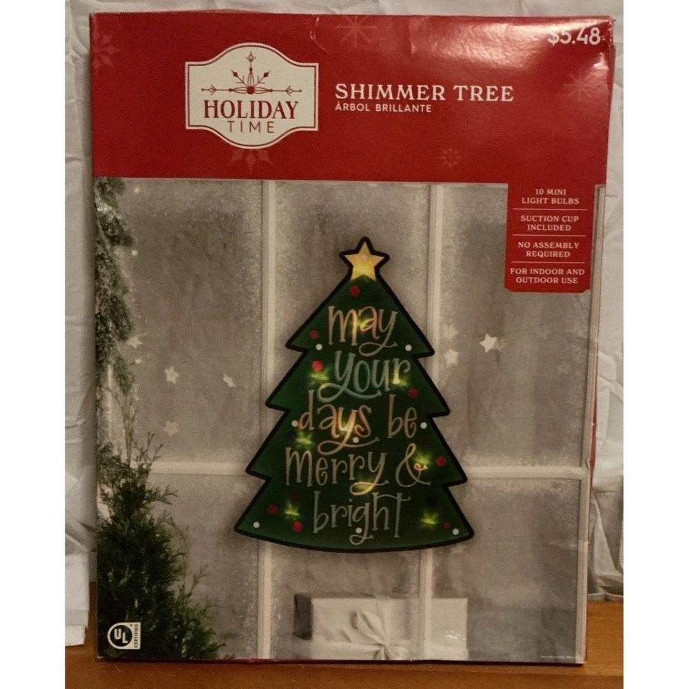 Holiday Time‎ Shimmer Tree Widow Christmas Window Decoration, Light Up